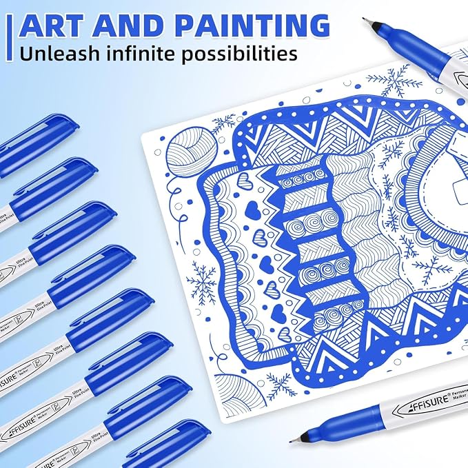Blue Ultra Fine Point Permanent Markers, 18 Pack, 0.4 mm, Precision Extra Fine - Image 7
