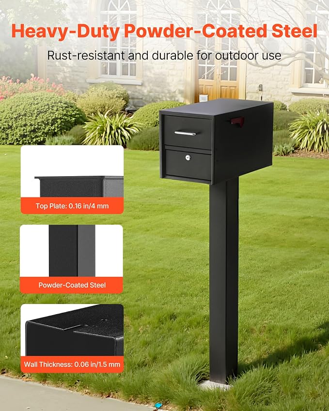 VEVOR Mailbox Post, Steel In-Ground Mounting Mail Box Stand - Image 4