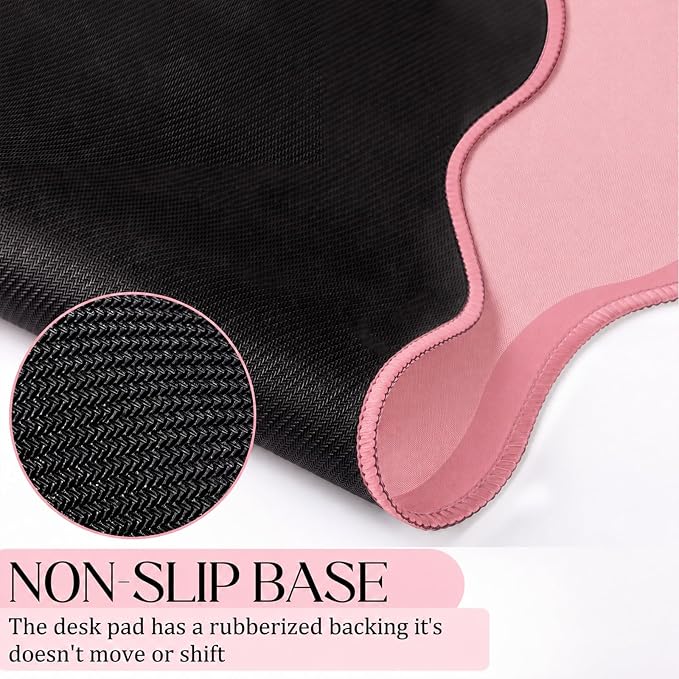 Hahafelt Scalloped Desk Mat Large Desk Pad Cute Coquette Table Mat Back to - Image 3