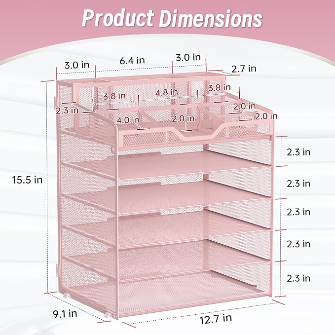 6 Tier Mesh Desk Organizer - Image 2