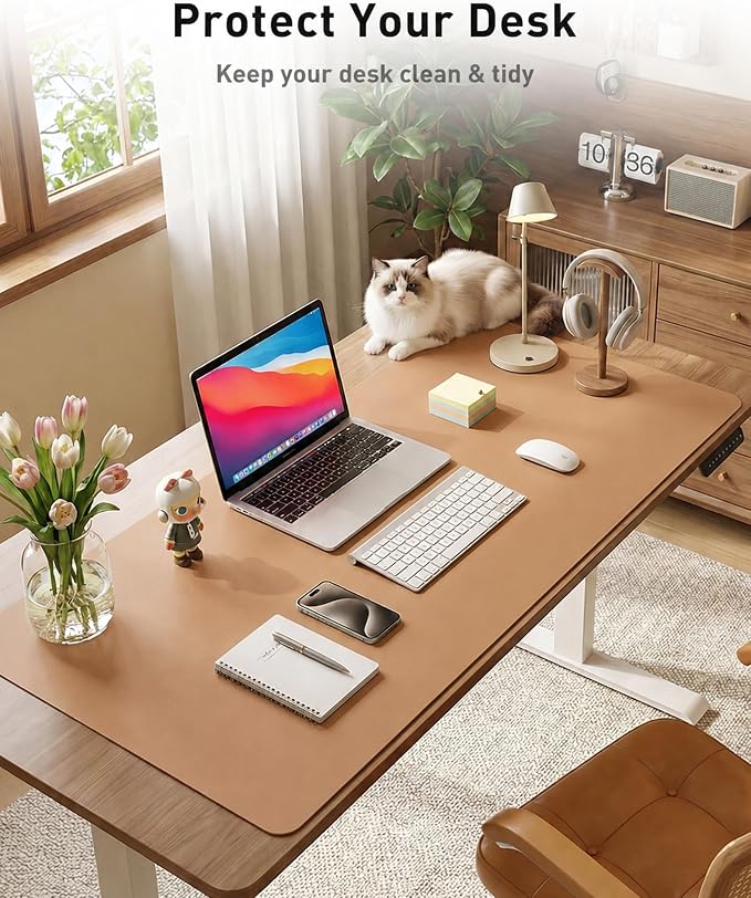 Aothia Faux Leather Desk Mat, Waterproof Desk Pad | One large surface - Image 4