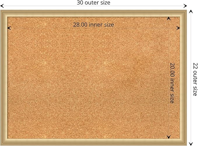 Amanti Art Natural Cork Board for Wall, 22x30 Vision Board with Gold Frame, Medium Corkboard Office Decor for Home Organization, Casual Corkboard Pinboard to display items for home organization-DeskLoop Office