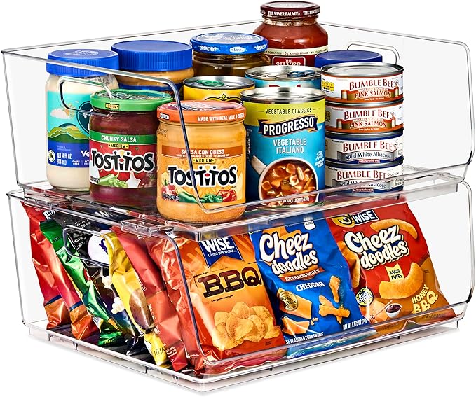 Sorbus Stackable Storage Bins - Clear Open Front Pantry Organizer for Kitchen Organization - Acrylic Bins (Large 2 Pack)-DeskLoop Office