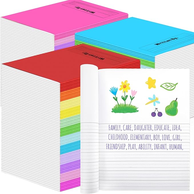 Henoyso 72 Pcs Primary Composition Notebook K-2 9 3/4 x 7 1/2 Inch Primary Journal, Back to School Supplies, Bulk Blank Writing Book for Kid to Write Draw Journal 60 Page Notebooks (Vibrant Color)-DeskLoop Office