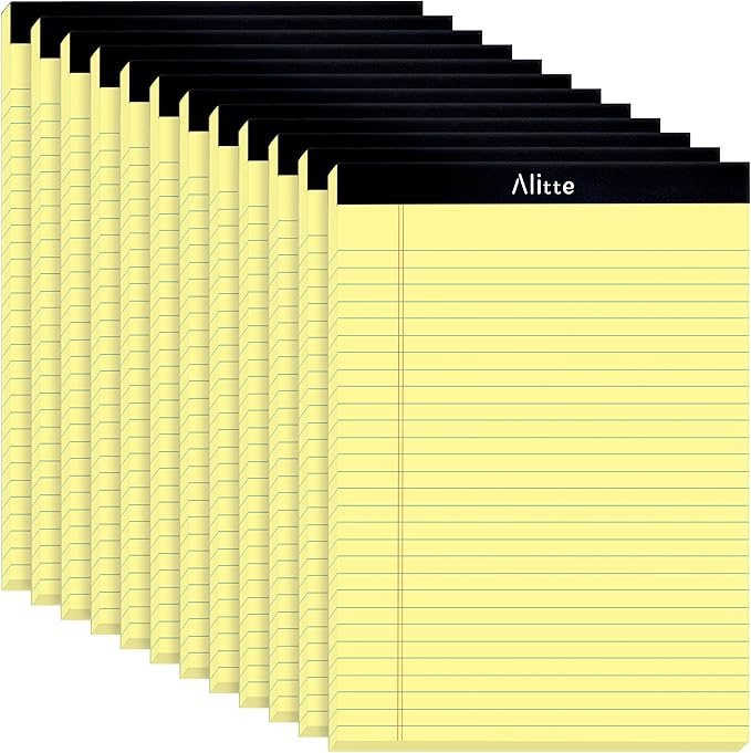 Yellow Legal Notepads 8.5 x 11, Pack of 12 - Perforated Wide Ruled Writing Pad - Premium Thick Paper, No Ink Bleeding - Blank Legal Pads For Home, Office, School, Business - 50 Sheets Per-DeskLoop Office