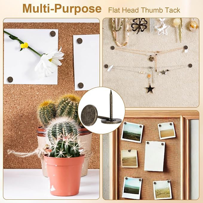 180pcs Metal Thumb Tacks, Heavy Duty Flat Head Push Pins, Upholstery Tacks - Image 4