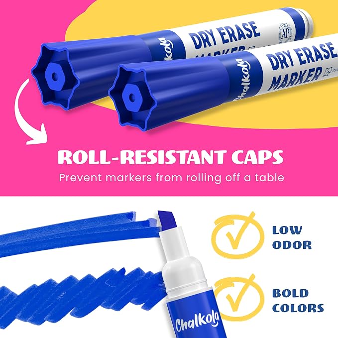 Chalkola Dry Erase Markers Bulk | Chisel Tip WhiteBoard Markers, Dry Erase Pens - Image 5