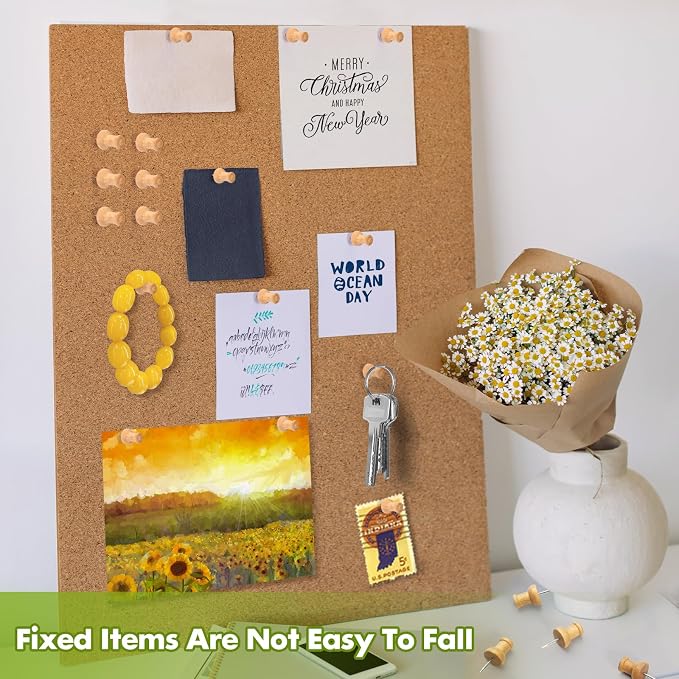 120Pcs Coffee Wood Push Pins, Wooden Pins and Tacks, Cute Pushpins - Image 6