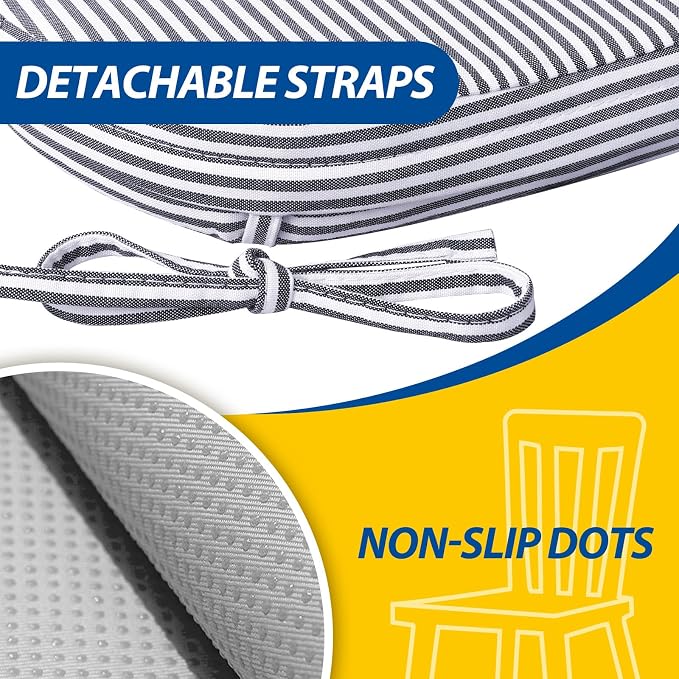 AAAAAcessories D-Shaped Chair Cushions, Featuring Ties and Removable, - Image 5
