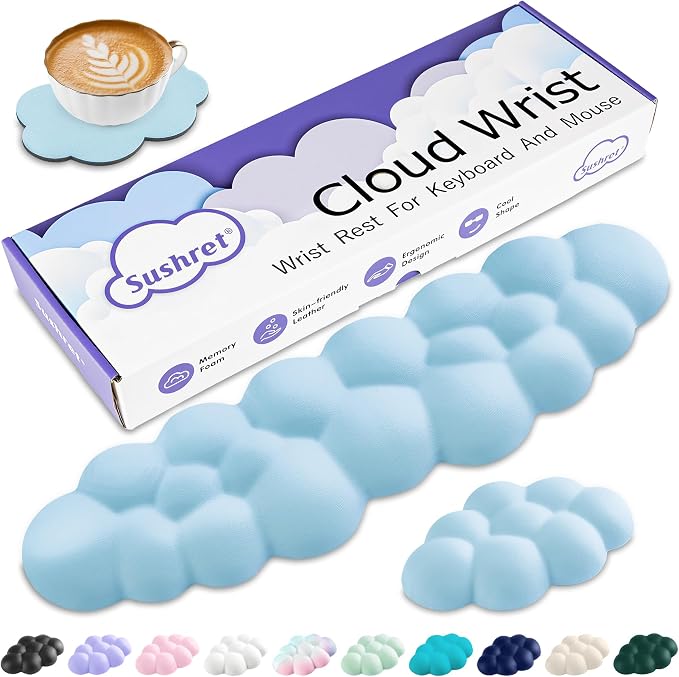 Sushret Cloud Wrist Rest Keyboard, Cloud Keyboard Wrist Pad Set by Sushret