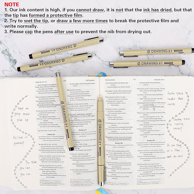 Muchcute Extra Fine Point Writing Pens:6 Black 0.25mm Ultra Thin Micron Pen 01 - Image 5