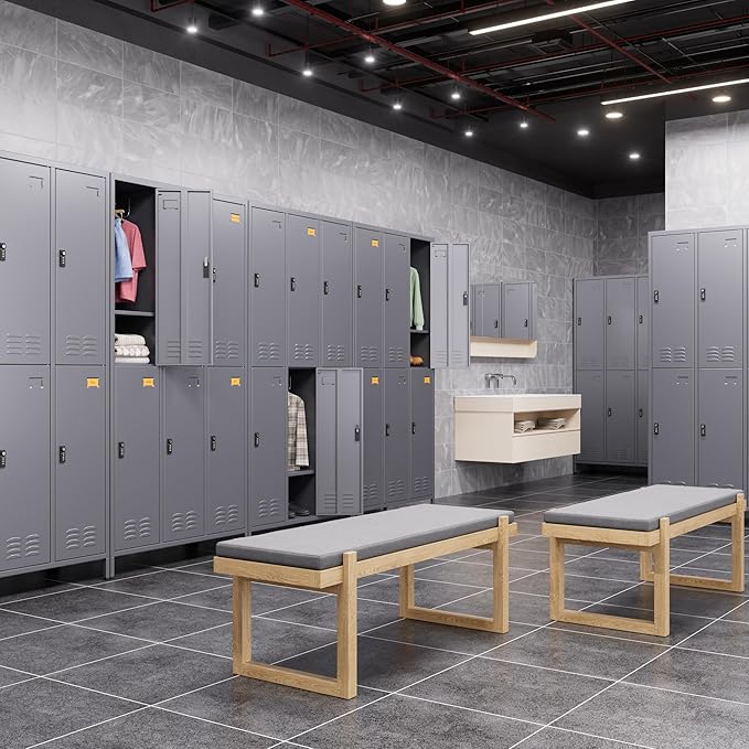 6 Doors Metal Locker for Employees with Combination Locks,Metal Lockers with Business Card Holder and 18 Hooks for School Garage Office Gym Home,Assembly Required,Dark Grey-DeskLoop Office