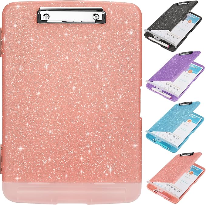 Glitter Clipboard with Storage, Storage Clipboard with Pen Holder, A4 Binder by SFLHHDM