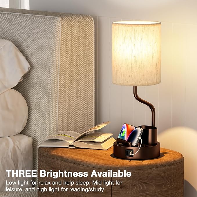 Bedside Table Lamps for Bedroom Set of 2 - Image 4