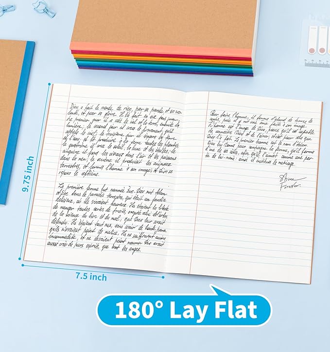 12 Pack Composition Notebook Journals Bulk, 7-1/2" x 9-3/4", Wide Ruled Paper - Image 4
