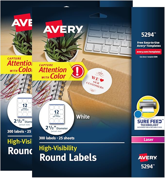Avery High Visibility Printable Round Labels by Avery