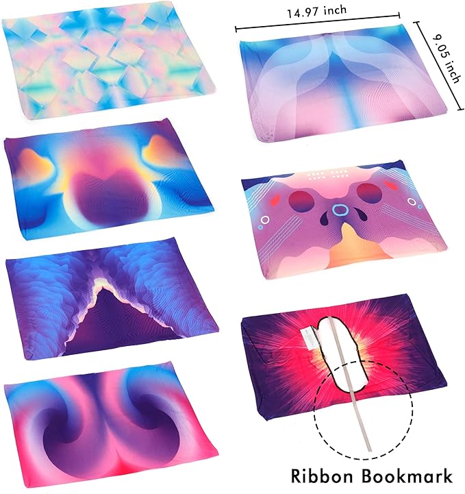 Feela 7 Pack Neon Pattern Jumbo Fabric Book Covers, Washable Durable Reusable Nylon, Stretchable for Hardcover Textbooks & Notebooks up to 9'x11'-DeskLoop Office