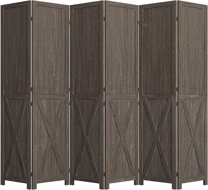 Cozy Castle Wood Room Divider, 6 Panels Folding Privacy Screen, 66.9'' Wall - Image 8