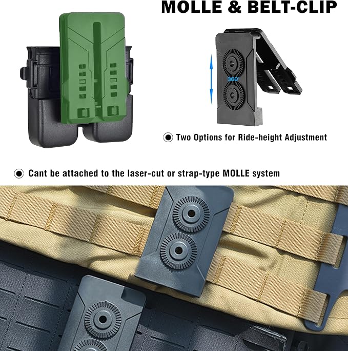 Double Magazine Holster, Universal Magazine Pouch, 9mm/40/45/10mm/380 Mag - Image 4