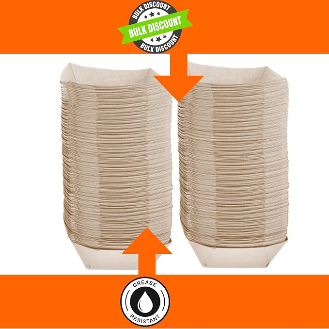 Mr Miracle Paper Food Trays, Kraft Paper. Extra Large. 50 Pack, Disposable - Image 5