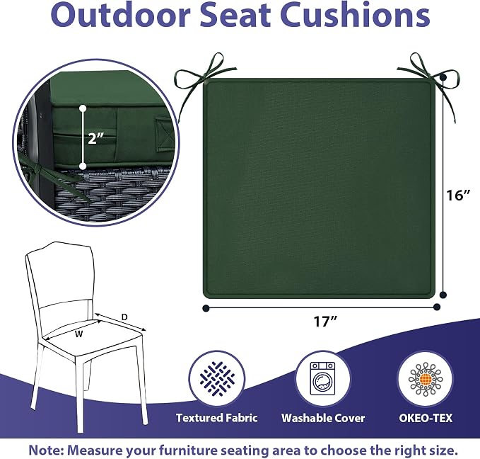 IPYNBAP Outdoor Chair Cushions Set of 4 -Waterproof Outdoor Seat Cushions - Image 6