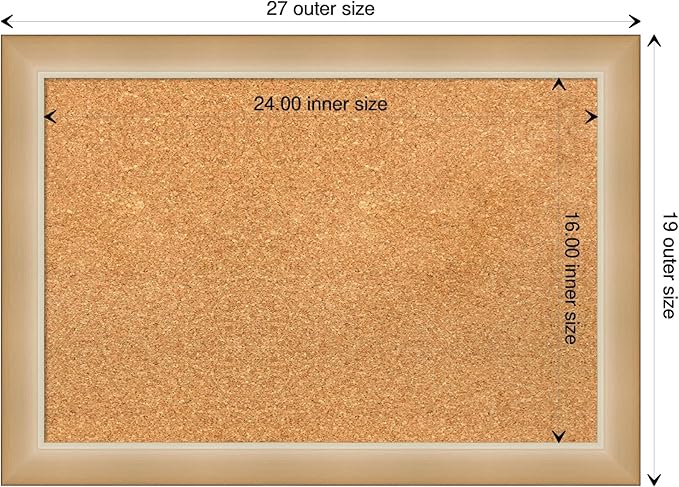 Amanti Art Natural Cork Board for Wall, 19x27 Vision Board with Gold Frame, Medium Corkboard Office Decor for Home Organization, Modern Contemporary Corkboard Pinboard to display items for home-DeskLoop Office