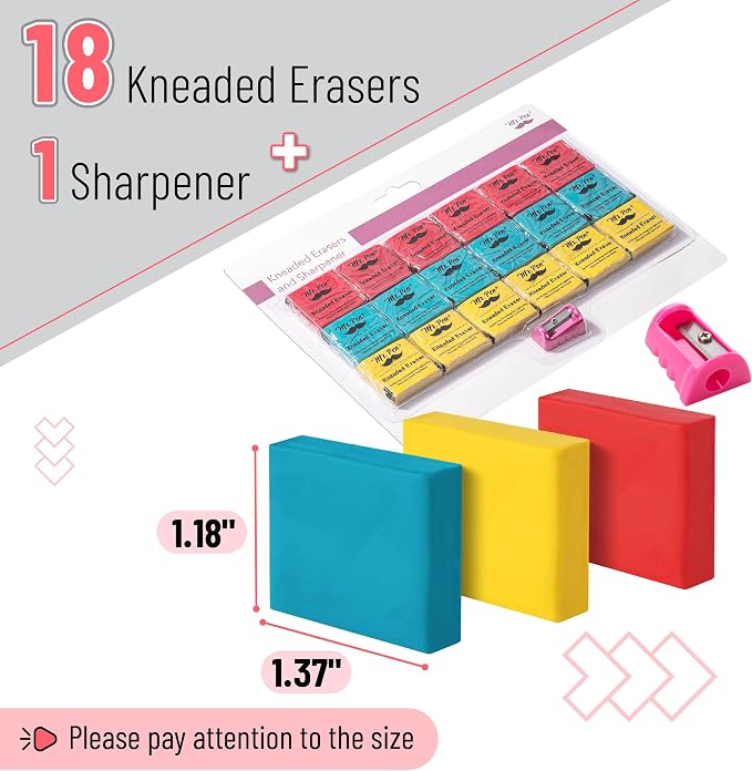 Mr. Pen- Kneaded Eraser Set, 18 Pack | Colorful Moldable Art Erasers - Image 2