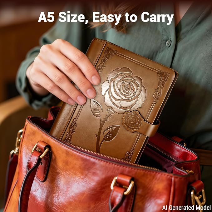 Aocii leather Journal for Women, A5 lined Daily Journal Notebook, Bullet - Image 6