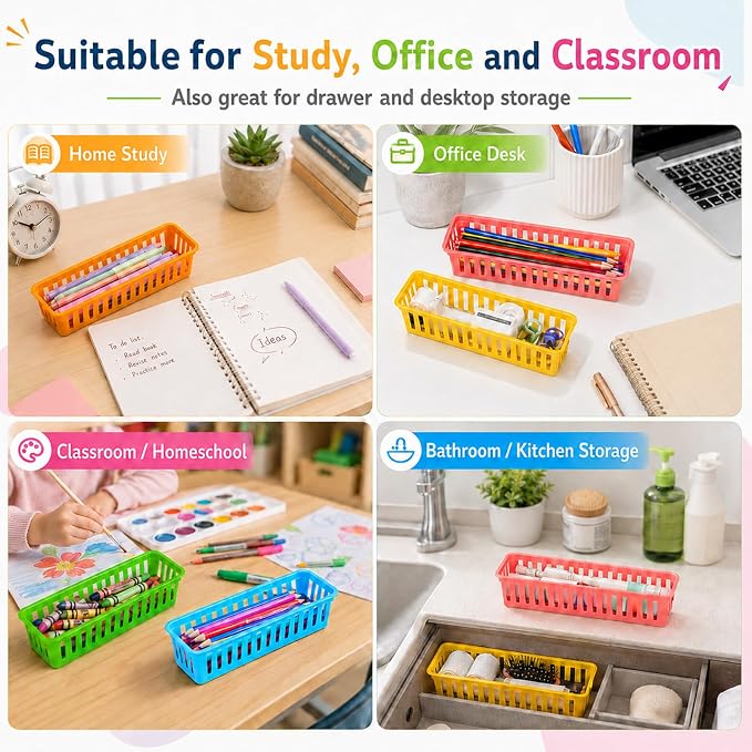 ZZYFGH 12 Pcs Pencil Holder for Classroom, Colorful Pen Baskets, Pencil Holder - Image 5
