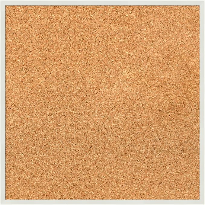 Amanti Art Natural Cork Board for Wall, 17x17 Vision Board with White Frame, Small Corkboard Office Decor for Home Organization, Modern Corkboard Pinboard to Display Items for Home Organization in-DeskLoop Office