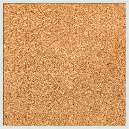 Amanti Art Natural Cork Board for Wall, 17x17 Vision Board with White Frame, Small Corkboard Office Decor for Home Organization, Modern Corkboard Pinboard to Display Items for Home Organization in-DeskLoop Office