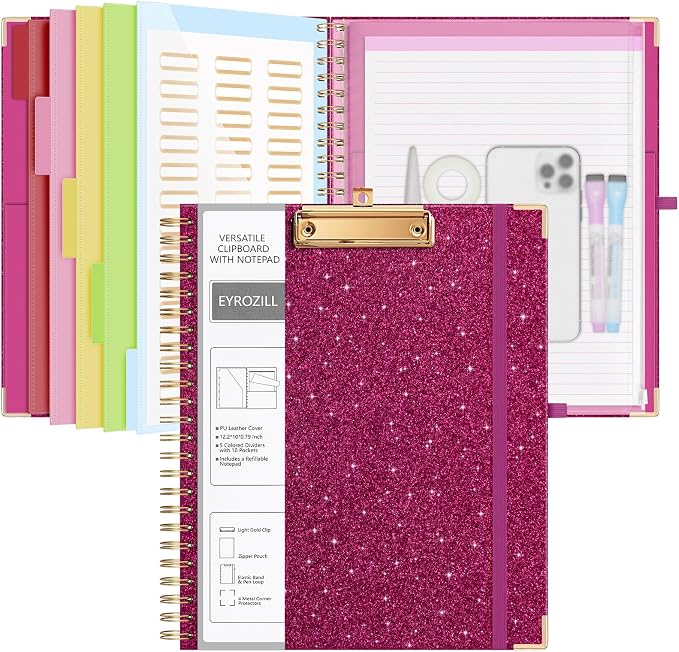 EYROZILL Clipboard Folio with Storage Pocket Organizer Folder Refillable Lined by EYROZILL