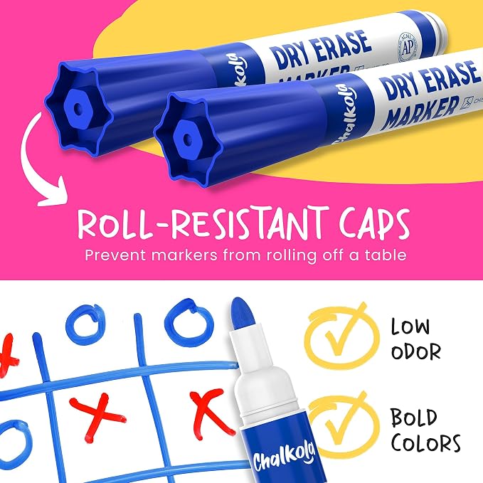 Chalkola Dry Erase Markers Fine Tip Bulk Pack of 60, Thin Point White Board - Image 3