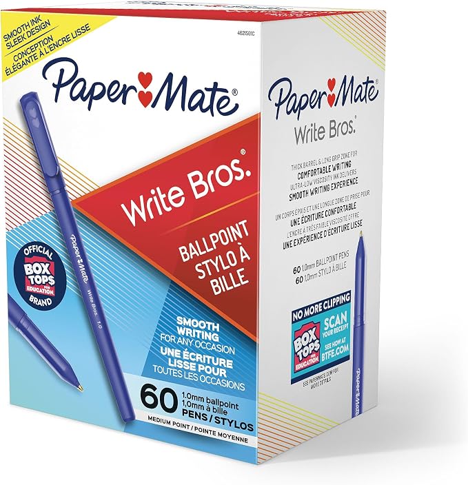 Paper Mate Ballpoint Pens, Write Bros. Blue Ink Pens, Medium Point by Unknown