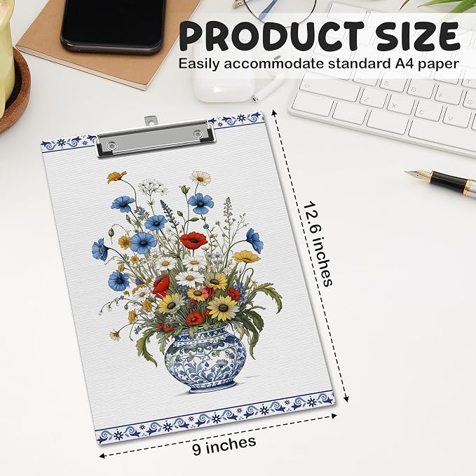 APIILVPQ Floral Clipboard, Vintage Blue Clipboards - Image 2