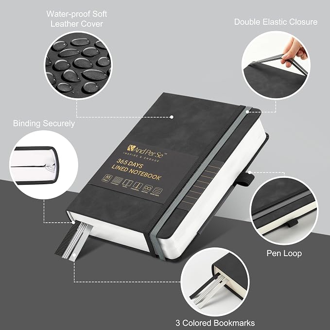&And Per Se Lined Journal Notebook, 365 Pages, 5.7'' x 8'' 100GSM Thick Paper - Image 3
