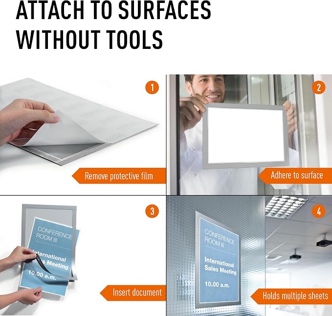 Durable Duraframe Self-Adhesive Magnetic Frame Silver - Image 7