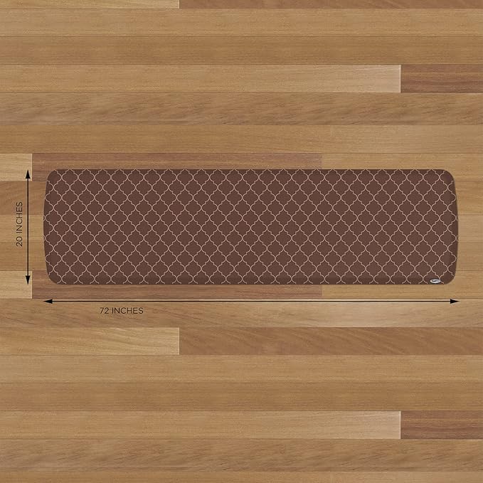 GelPro Trellis Walnut Elite Premier Anti-Fatigue Kitchen Comfort Floor Mat, 20x72 Stain Resistant Surface with Therapeutic Gel and Energy-return Foam for Health and Wellness, 20" x 72"-DeskLoop Office