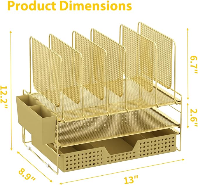 LEKETREE Gold Desk Organizer, Office Organization - Image 7