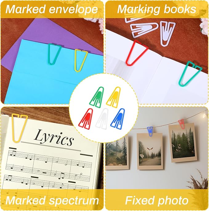 50Pcs Plastic Paper Clips Long Mixed Color Triangle Clips Bookmarks Smooth - Image 8