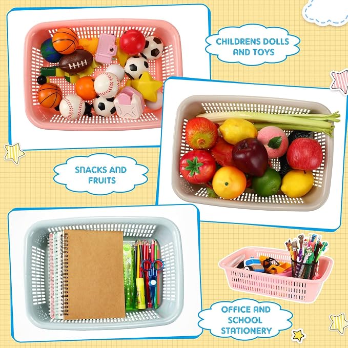 Zhehao 14 x 10 x 4 Inch 16 Pack Paper Organizer Basket Small Plastic Storage - Image 4
