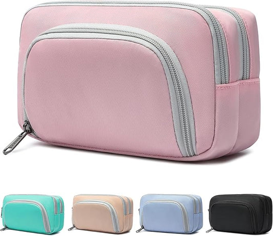 XQXA Pencil Pouch Cute Large Pencil Case Organizer, Multifunctional Big Capacity Pencil Pouch with 3 Compartmens, aesthetic school supplies Pencil Bag for Office Travel Men Women (01-Cherry Pink)-DeskLoop Office