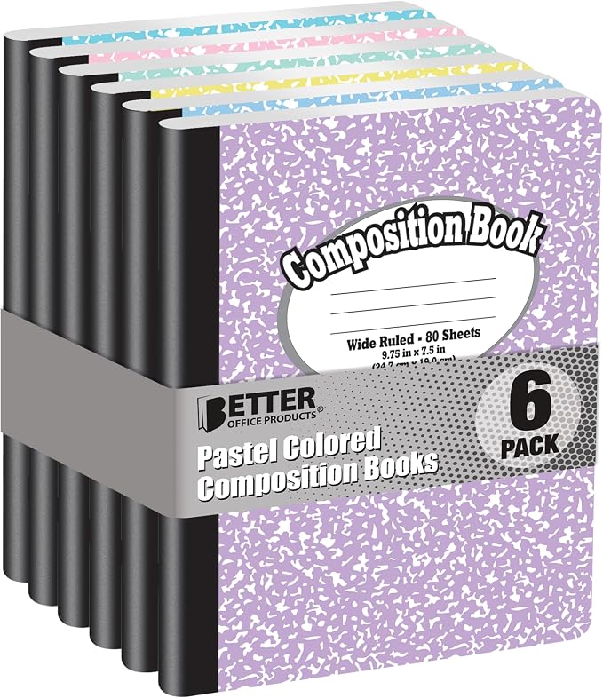 Better Office Products Composition Book Notebook, Wide Ruled, 80 Sheet by BetterOfficeProducts