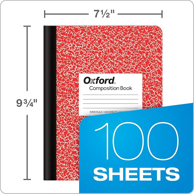 Oxford Composition Notebooks, 6 Pack, Cover Colors Vary, Wide Ruled Paper - Image 2