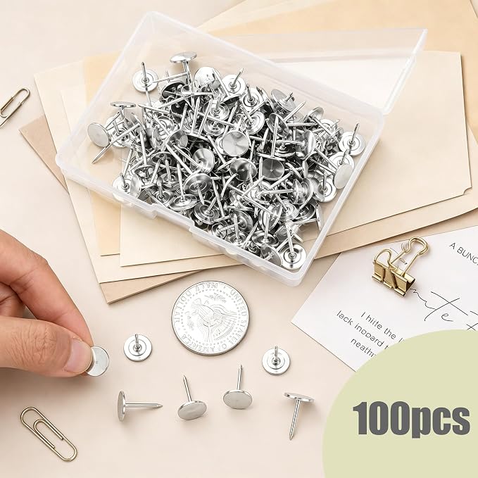 100Pcs Metal Thumb Tacks Heavy Duty Flat Head Push Pins Upholstery Tacks - Image 3