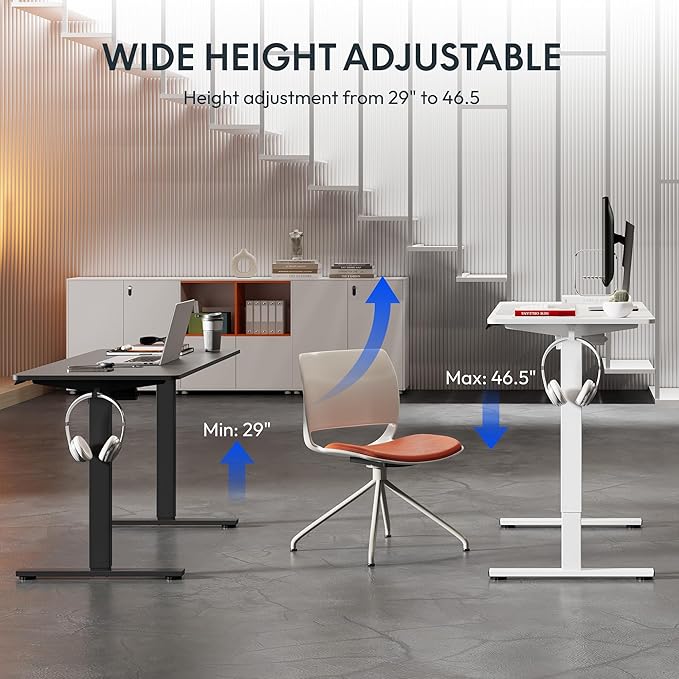 FLEXISPOT Standing Desk Electric Height Adjustable Desk with 48 x 24 Inches Splice Board, Ergonomic Memory Controller, Maple Top + White Frame-DeskLoop Office