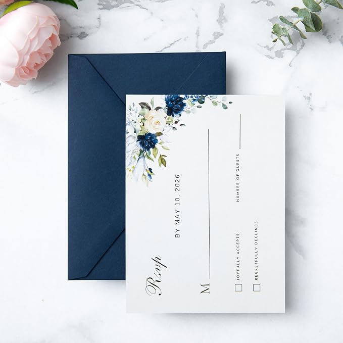 PONATIA 50 Pack A1 Envelopes, 3.62 x 5.2'' Navy Blue Envelopes Perfect - Image 8