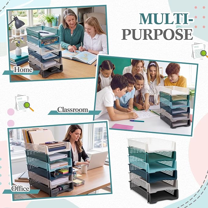 Geetery Set of 6 Turn in Trays Classroom Plastic Trays - Image 5