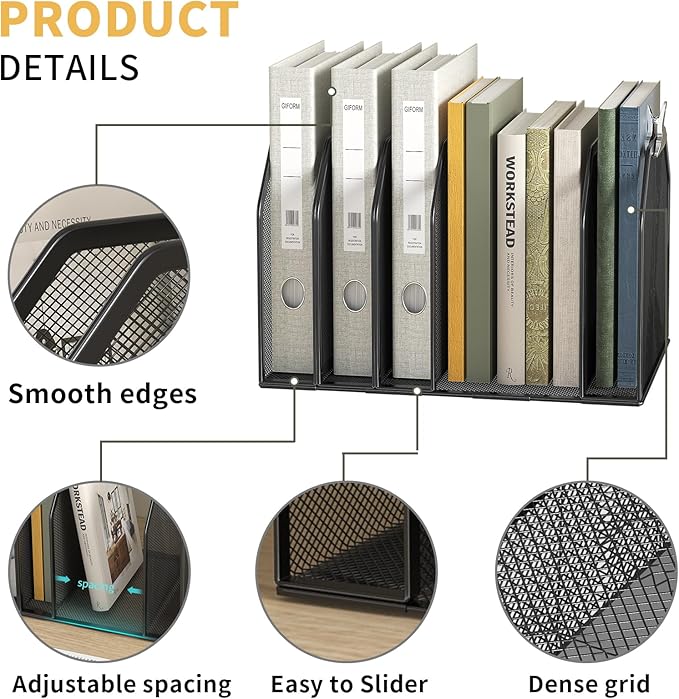 FANXIYQ Black 7-Section File Folder Organizer - Image 3