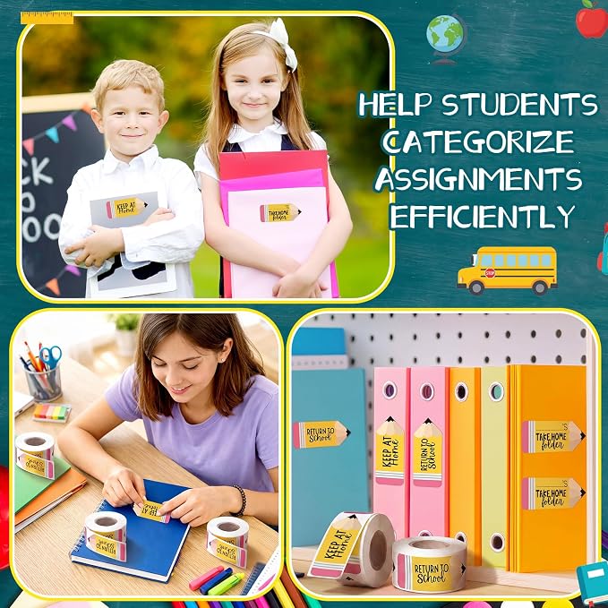 600 Pcs 3 Rolls Student Homework Folder Labels Take Home Folder Return to - Image 6